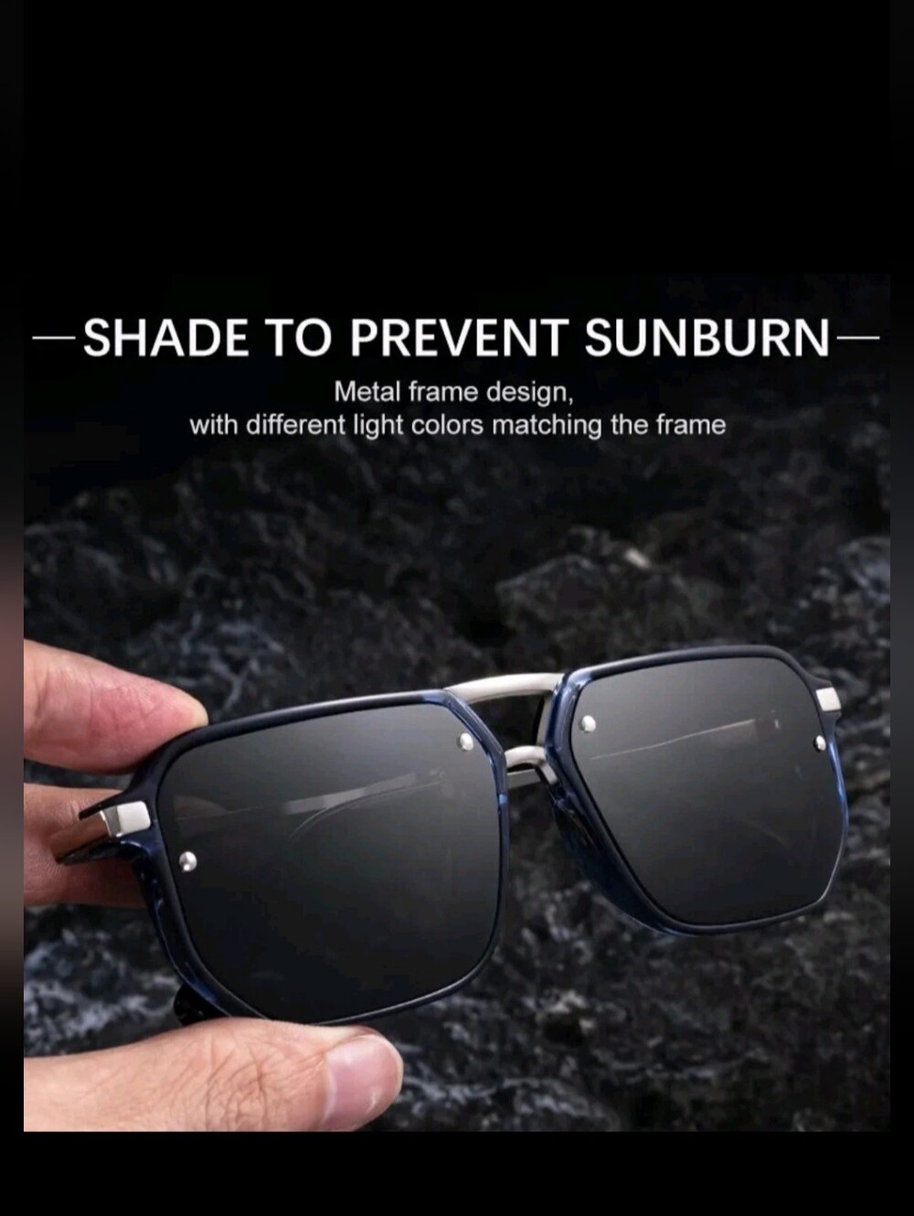 Men's Navy Blue Square Sunglasses - Polarized UV Protection